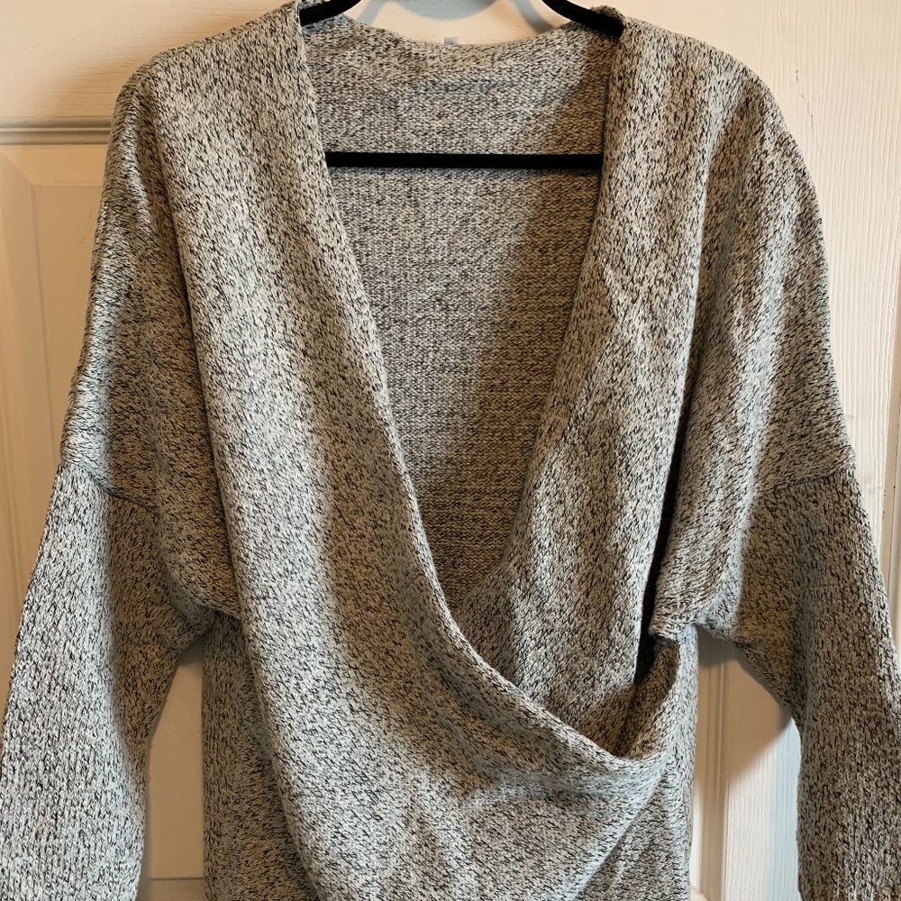 Ladies Grey Crossover Sweater